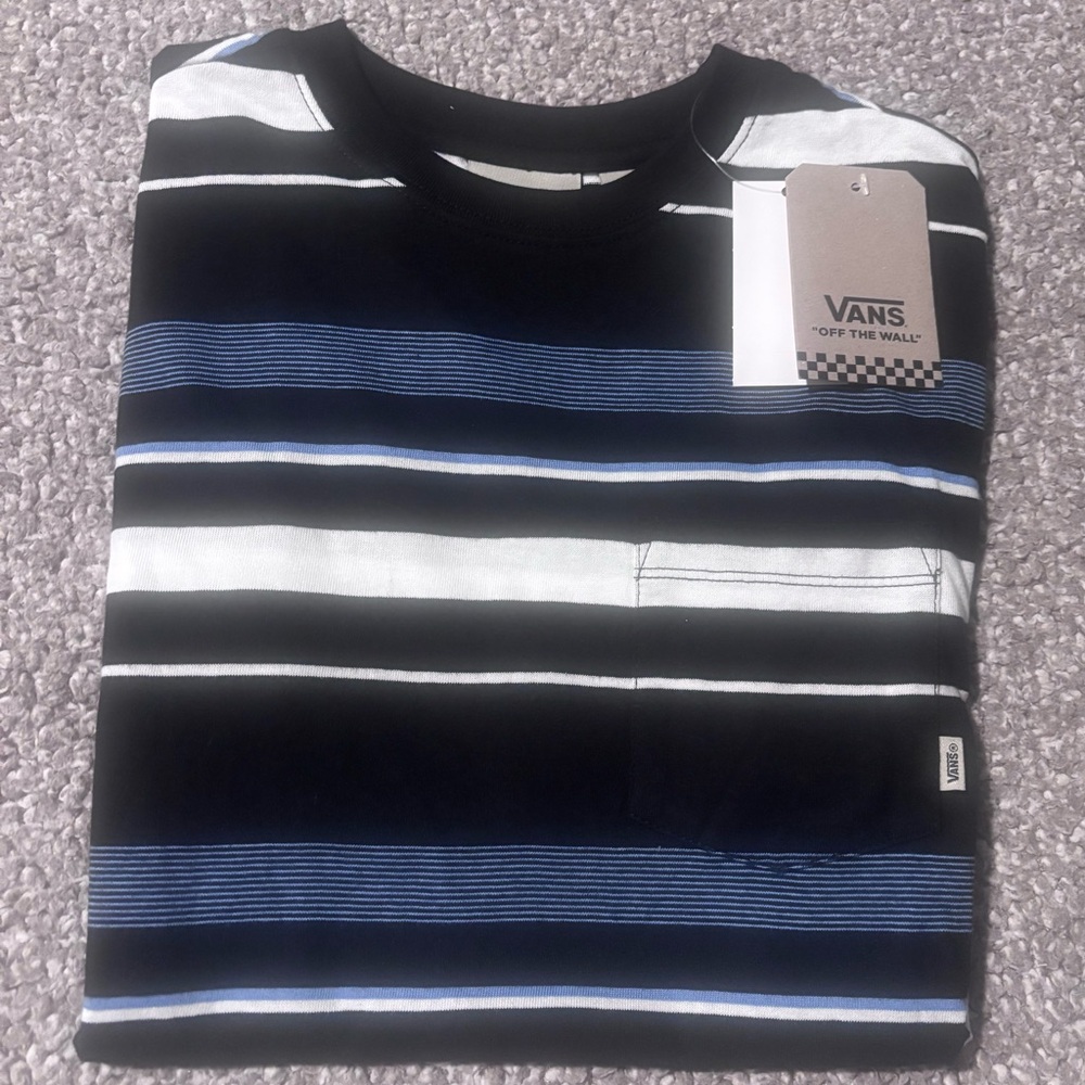 Vans Black and Blue Striped Short Sleeve Tee